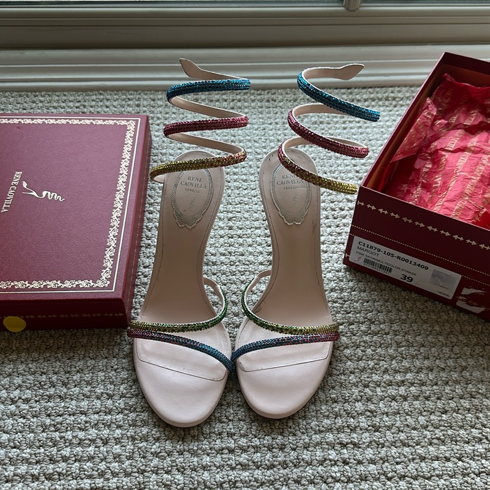 Rene Caovilla embellished crystal sandals multicolor